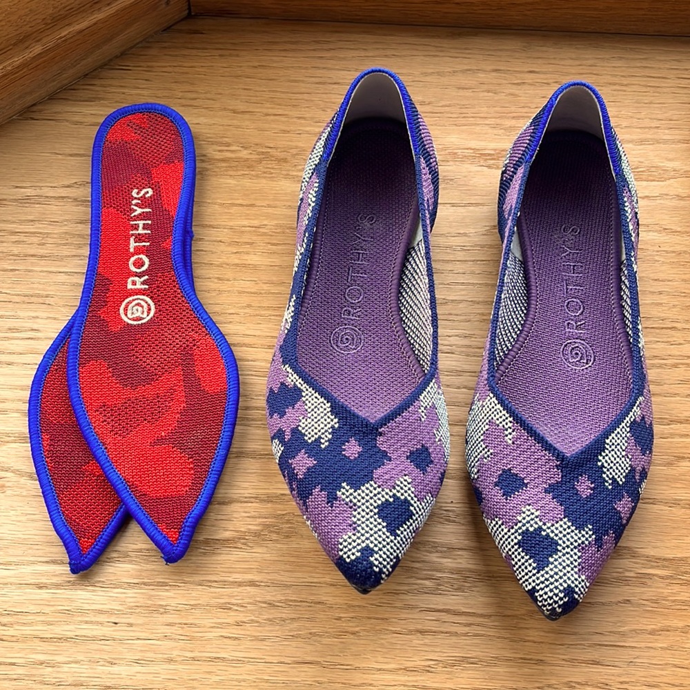 Rothy’s The Point Violet Botanicamo Flats. Size 6.5